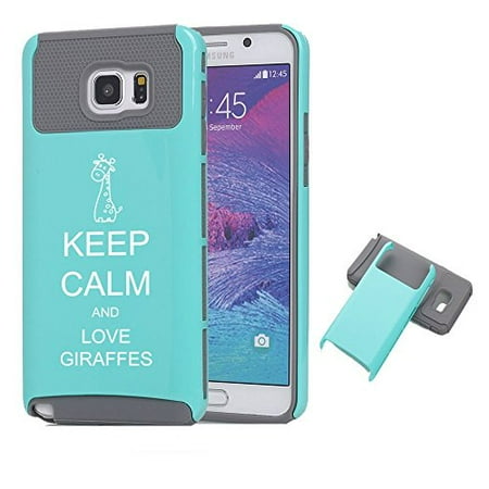 Giraffe Folded Note - Samsung Galaxy Note 5 Shockproof Impact Hard Case Cover Keep Calm and Love Giraffes (Teal-Grey),MIP