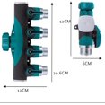 thumbnail image 4 of Divisor de manguera de 4 vías, válvula de agua resistente de 4 vías para babero de grifo de espiga, conector de mangueras de jardín Premium, cuatro salidas con válvula de encendido y apagado, 4 of 5
