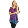 thumbnail image 5 of Sakkas Splenka Long Tie Dye Embroidered Corset Neck Cap Sleeve Blouse Shirt Top - Purple - Plus Size, 5 of 5