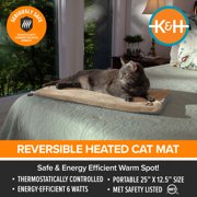 K&H Pet Products Thermo-Kitty Mat Heated Cat Bed Sage/Tan 25 X 12.5 Inches
