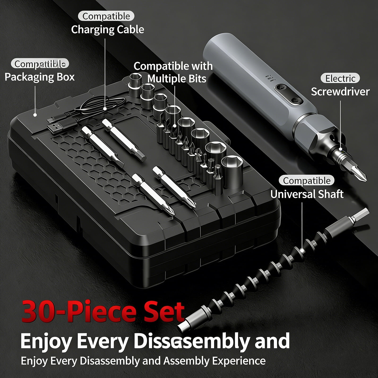 Rechargeable Cordless Electric Screwdriver Power Tool Small Drill for Computer Outdoor Repair