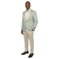 thumbnail image 2 of Men's Skinny Fit 3pc Floral Jacquard Tuxedo Suit Set, Satin Shawl Collar, 2 of 4