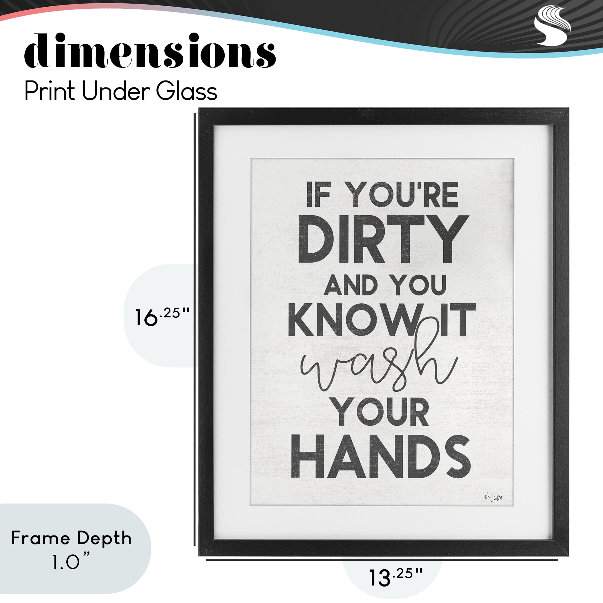 Stupell Industries Dirty & You Know It Reminder Black Framed Print Under Glass, design by Jaxn Blvd.