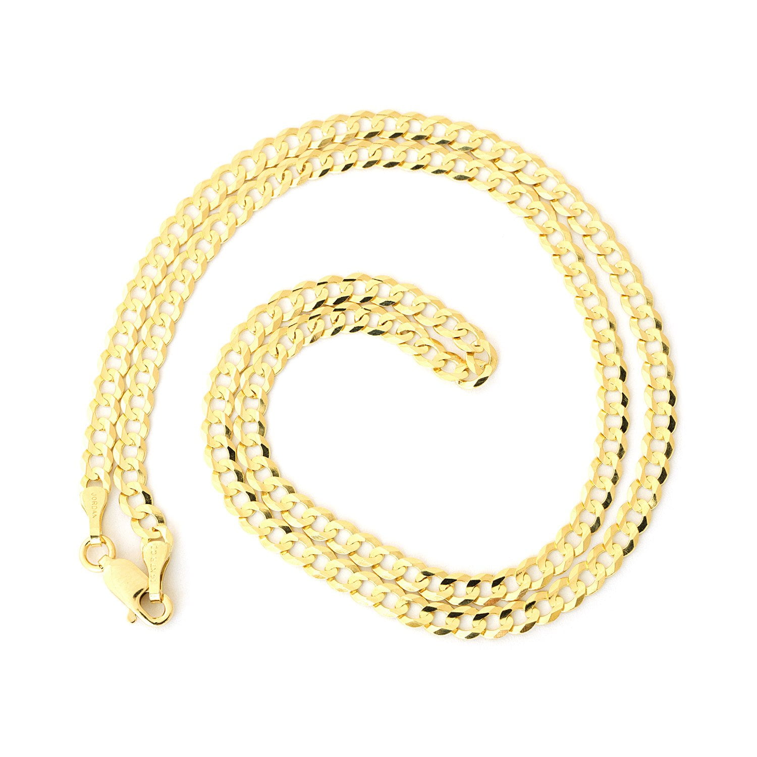 Men's Solid 14k Yellow Gold Comfort Cuban Curb 3.6mm Chain Necklace, 18" 20" 22" 24" by