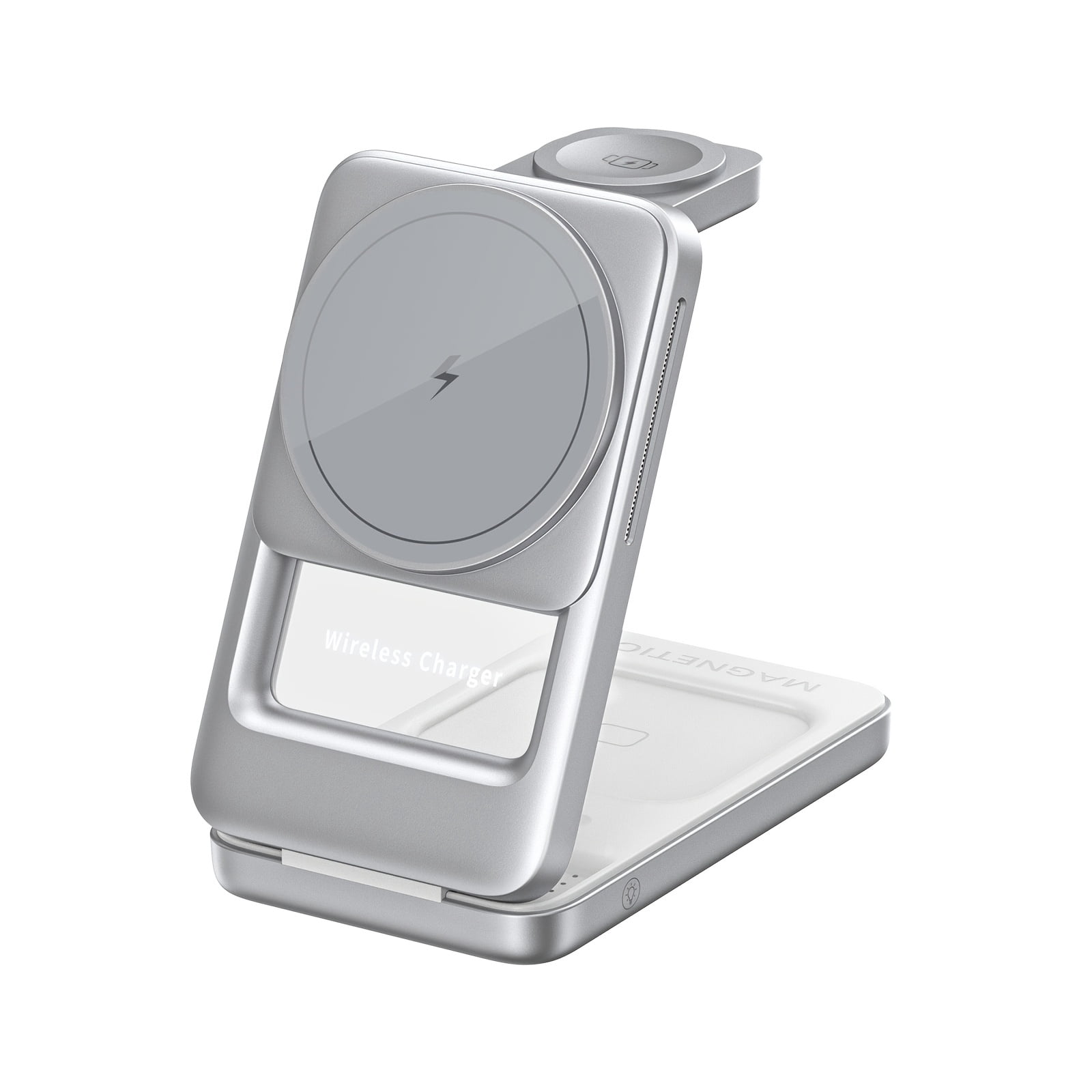 Foldable 3-In-1 Magnetic Wireless Charger, Ultra-Slim & Lightweight Charging Stand with Adjustable Night Light, for Iphone 17 16 15 14 13 12, Apple Watch & Airpods