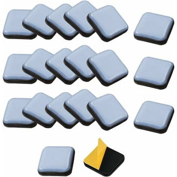 20 almohadillas deslizantes autoadhesivas para muebles, almohadillas de teflón para muebles cuadrados, almohadilla deslizante de teflón de 30 mm para sillas, sofás, escritorios, mesas y