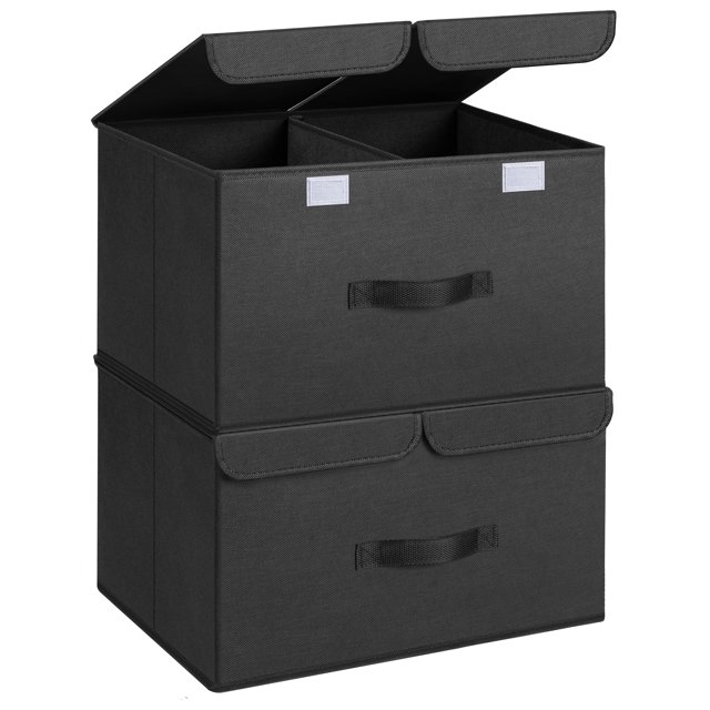 DIMJ Storage Bins with Lids, 2Pcs Large Foldable Fabric Closet