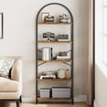 thumbnail image 3 of JOMILLY Bookshelf 5 Tier Bookcase Arched Display Racks Tall Standing Bookshelves Mental Frame Rustic Storage Rack Shelf Brown Book Shelf for Bedroom, Living Room, Home Office, Rustic Brown, 3 of 8