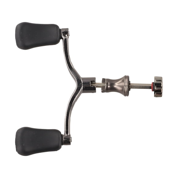Replacement Metal Dual Head Fishing Reel Crank Handle with Rubber Grip for Various Fishing Reels (Black)