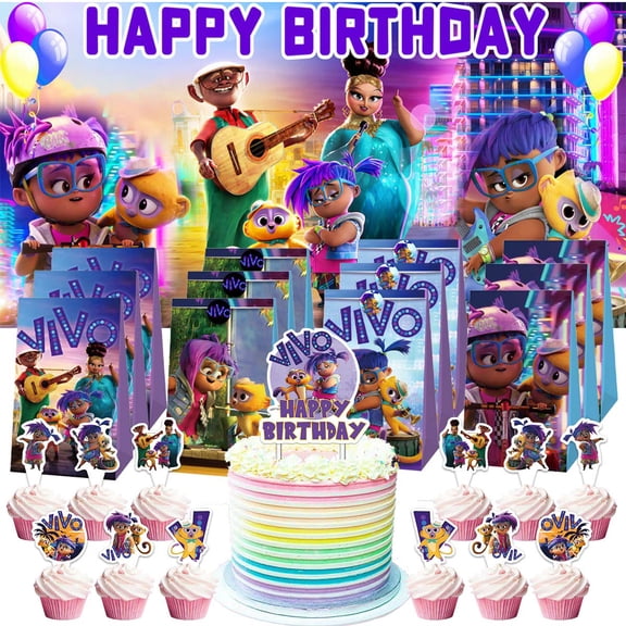 Vivo Monkey Treat Bags Candy Decorations Party Favor Supplies Birthday Cake Topper Backdrop Banner