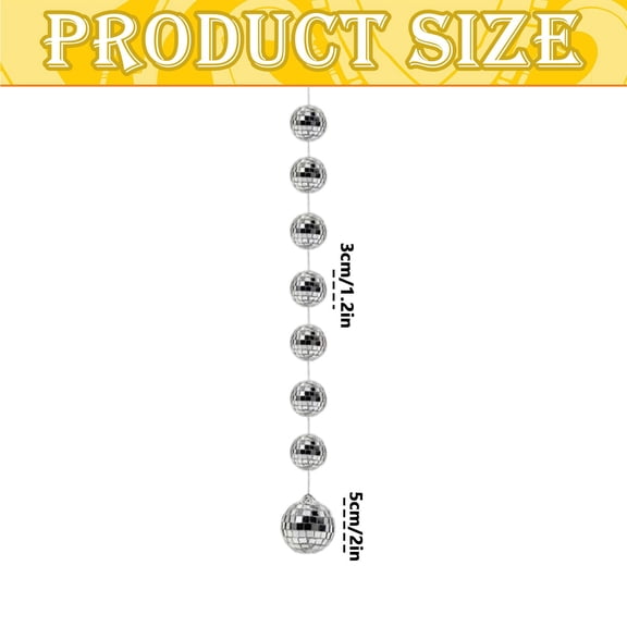 Disco Ball Garland, Mini Mirror Ball String for Party Decor, Disco Party, Wedding & Christmas Decorations, 9.2" Sparkling Hanging Banner Home Decor