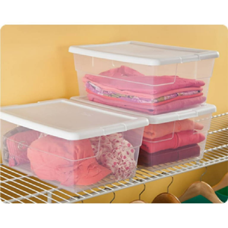 Sterilite 3 Gallon Plastic Storage Box, Pink and Clear, 4 Count 