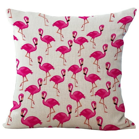 Bay Window Sofa 18 * 18 inches / 45 * 45cm Polyester Flamingo Cushion Cover Decorative Sofa Car Waist Square Pillow Case Pillowcase Home Bay Window Bedside Decor ()