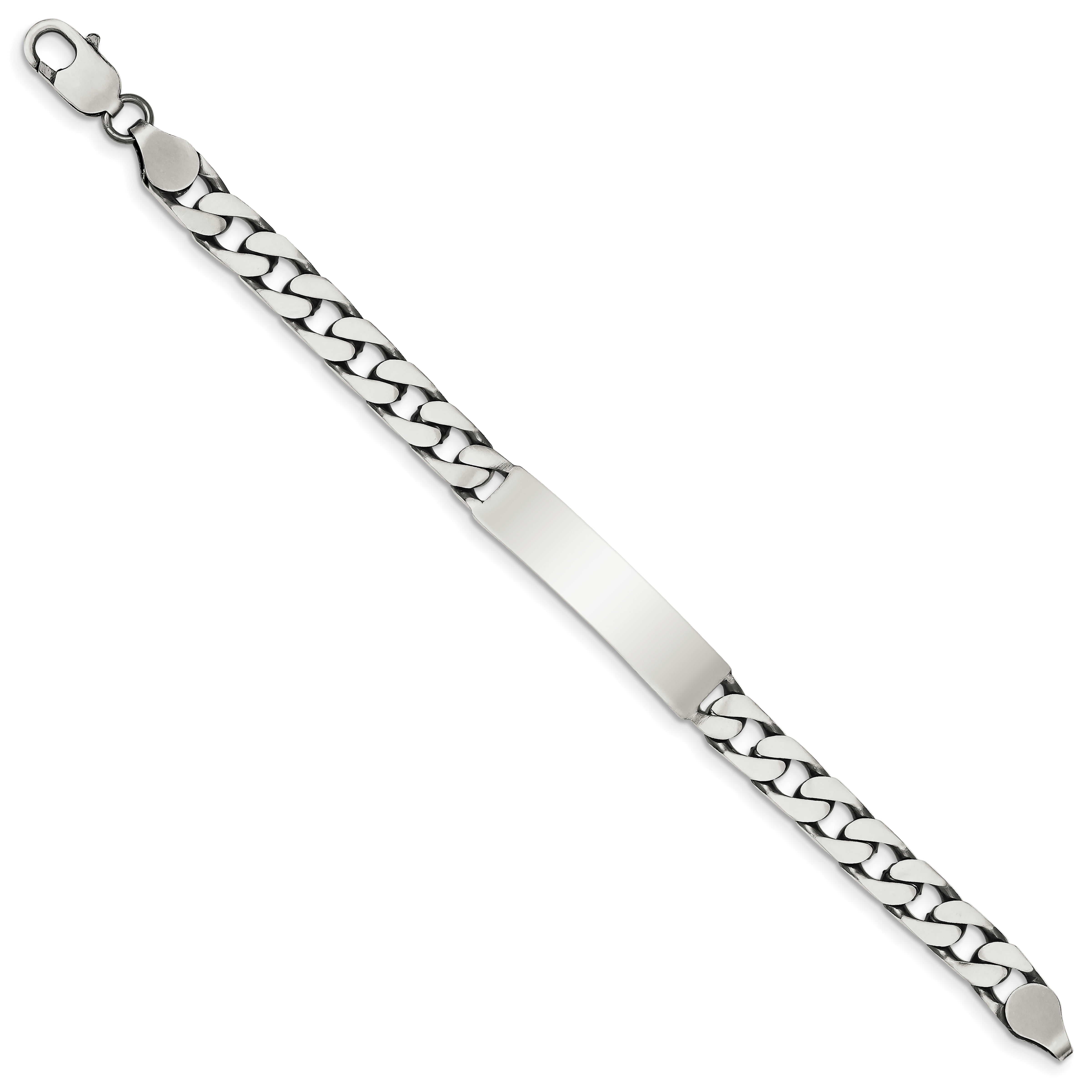 8 Inch Sterling Silver 8 Inch Engraveable Antiqued Figaro Link ID Bracelet 8 Inch Sterling Silver 8 Inch Engraveable Antiqued Figaro Link ID Bracelet