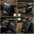 thumbnail image 6 of Dteck For Samsung Galaxy Z Flip 3 5G Retro Leather Wallet Magnetic Pocket Kickstand Flip Cover for Samsung Galaxy Z Flip 3 Case,Black, 6 of 7