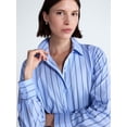 thumbnail image 4 of Free Assembly Women's and Women's Plus Striped Drop Waist Shirtdress with Long Sleeves, Sizes XS-4X, 4 of 5