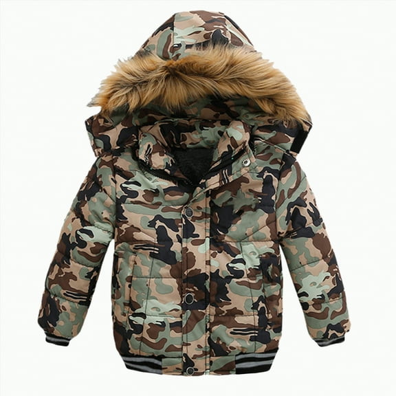 Ccpelsie Classic Puffer Jacket for Boy Jacket Lightweight Winter Warm Zip-Off Coat with Pocket for Little Kid Big Kid(Camouflage,4-5Y/XXL)