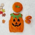 thumbnail image 4 of Qiylii Baby Halloween Clothes Set Pumpkin Print Top+Solid Shoes+Patchwork Hat, 4 of 8