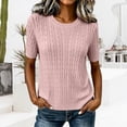 thumbnail image 2 of Sillenn Cable Knit Short Sleeve Sweaters for Women Plus Size Lightweight Soft Knit Crewneck Pullover Shirts Layering Cute Tops Trendy Business Causal Work Office Outfits Fall Travel Clothes Pink Xxl, 2 of 9