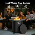 thumbnail image 6 of Nuu Garden Outdoor Metal 30'' Round Propane Fire Pit Table with Rattan Embossed Pattern, CSA-Certified 2 in 1 Round Gas Fire Pit Table with Lid & Lava Rocks, Patio Round Gas Fire Pit, Black, 6 of 10