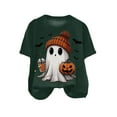thumbnail image 4 of enyan Womens Halloween Shirts Cute Ghost Pumpkin Graphic Shirt Fall Tshirt Graphic Tees casual Short Sleeve Tops Dark Green,XXL, 4 of 4
