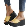 thumbnail image 3 of zttd fashion summer women sandals wedge heel thick sole fish mouth solid color multicolor casual slipper women's slipper a, 3 of 6