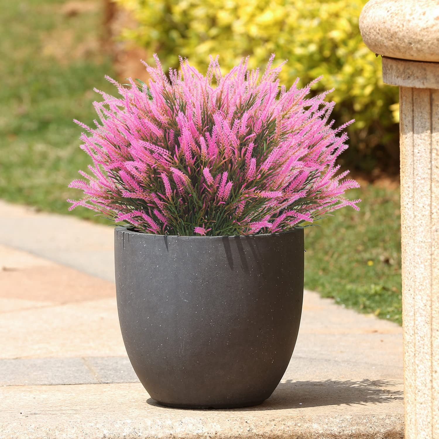 6 Bundles Artificial Lavender Flowers Faux Plants Fake Flowers Outdoor UV Resistant No Fade Garden Porch Window Box Decor(Pink)