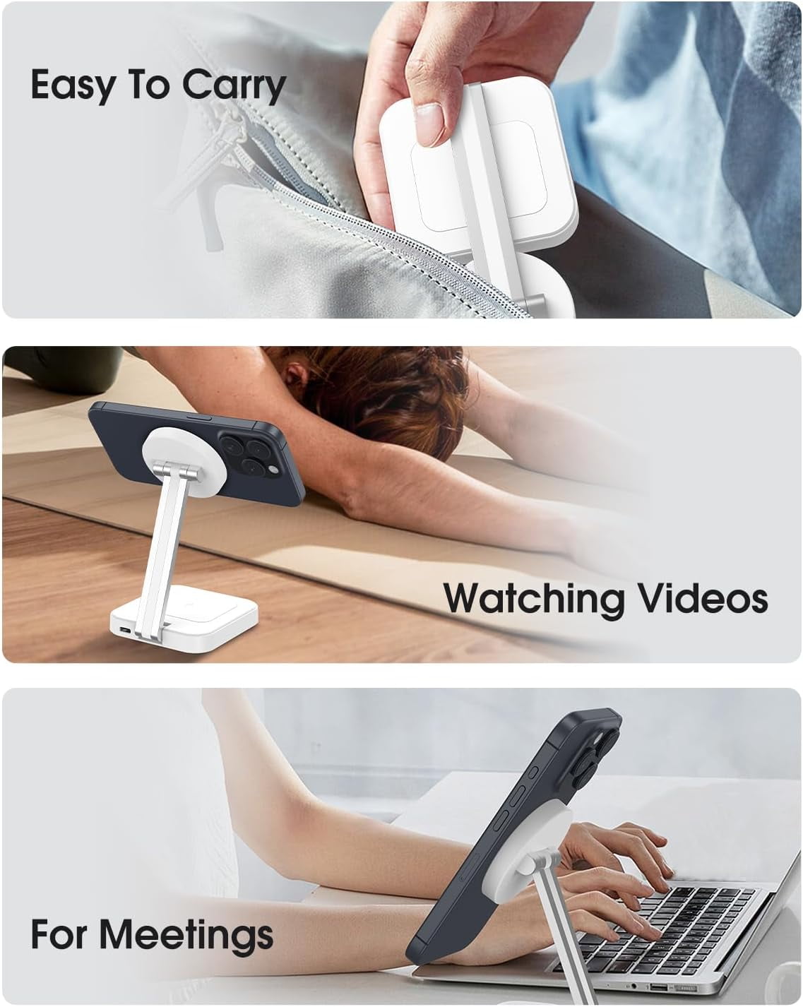 NEOYFC  Charging Station for Magsafe Charger,Portable Wireless Charger for iPhone 16 15 14 13 12 Pro Max/AirPods Pro 4 3 2,Faster Magnetic Charger Stand,Foldable Travel Phone Holder Adjustable Angle
