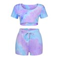 thumbnail image 3 of Lindreshi Womens Pajamas Sets Women Fashion Short Sleeve Tie-Dye Printing Home Wear Two Sets, 3 of 9