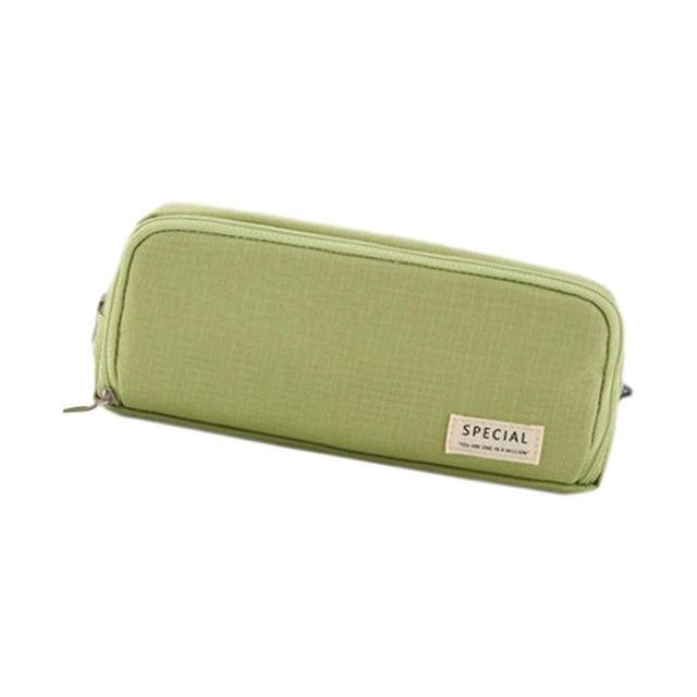 Estuche para lápices, organizador compacto de papelería, portalápices de apertura amplia. Verde