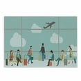 thumbnail image 1 of Airport Cutting Board, Travelling Concept Doodle of People Sitting and Walking in Terminal with Airplane, Decorative Tempered Glass Cutting and Serving Board, in 3 Sizes, by Ambesonne, 1 of 2