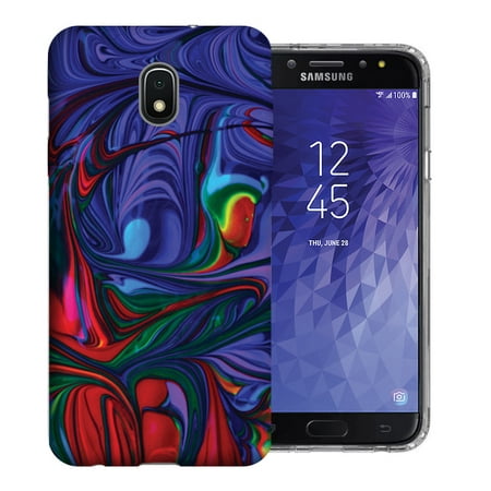 MUNDAZE Samsung Galaxy J7 J737 2018 Crown / J7 Refine / J7 Aura / J7 Star, UV Printed Design Case - Purple Red Oil Paint Design Phone Case