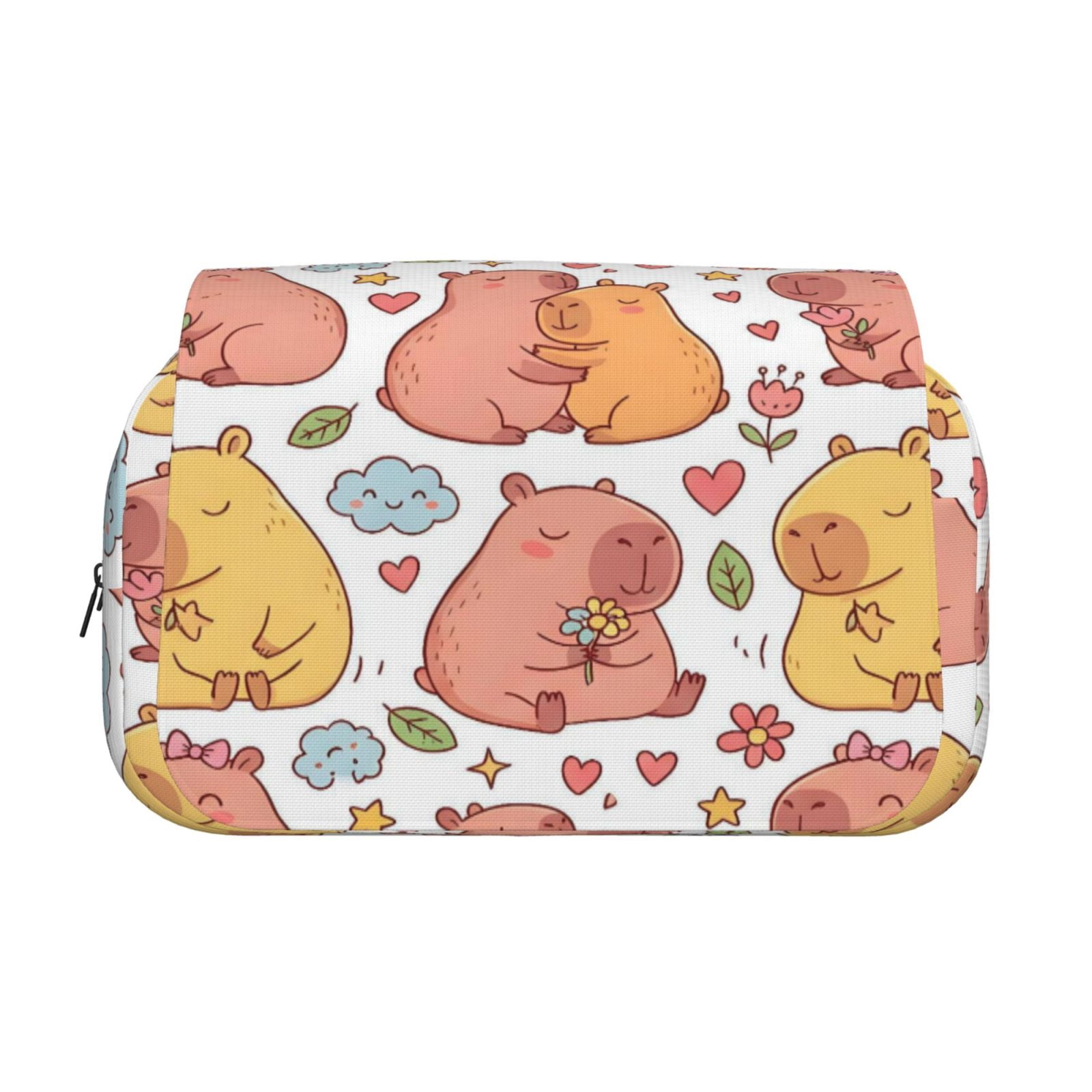 Large-Capacity Flip-Top Double-Layer Pencil Case, Multi-Functional Pocket Pen Case, Durable Stationery Organizer Capybara Pattern 5