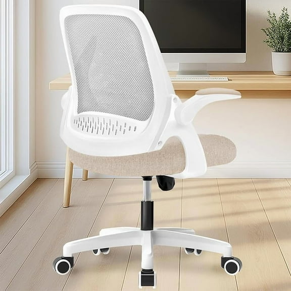 Office Desk Computer Gaming Ergonomic Chair with Lumbar Back Support Adjustable Height Swivel Wheels Flip-up Arms Mesh Chair for Home or Office