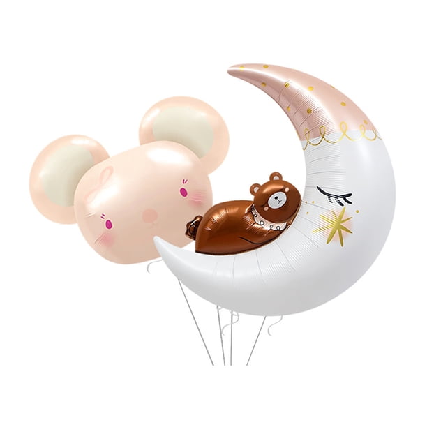 Set de globos de aluminio con diseño de luna y oso para baby shower o fiesta