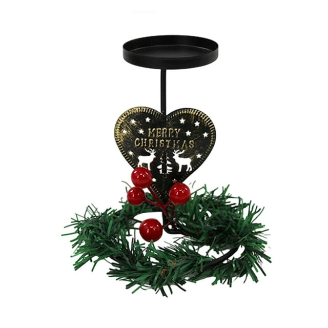 Chandelier de Noël Centre de Table, Designs Cœur de Renne en Métal, Couronne Baies Rouges, Décoration de Table de Fête, Décoration Maison Festive, Pièce d'Accent Saisonnière HAOLEJW / Fer, C