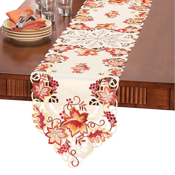 Elegant Fall Leaves Table Linens, Runner