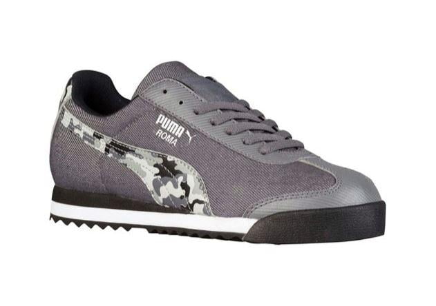 Puma Roma Denim Camo Kids Sneaker Shoes - Black \u0026 Gray, Boy's, Size: 6