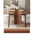 thumbnail image 6 of Orange Wooden Table Runner Cotton Linen 48 Inch Holiday Dresser Scarves, Grey Stripe Gradient Country Rustic Grain Tablerunner for Kitchen Coffee Dining Bedroom Dinner Scarf Décor 13''x48'', 6 of 7