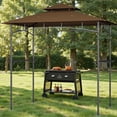 thumbnail image 4 of Aiho 8 x 5 FT Grill Gazebo, Outdoor BBQ Canopy Shelter with 2 Side Shelves & Multiple Hooks - Dark Brown, 4 of 9