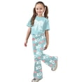 thumbnail image 3 of WOYY Girls Outfits Casual Bow Short Sleeve T-Shirt with Flare Pants, Sizes 7-13, 3 of 3