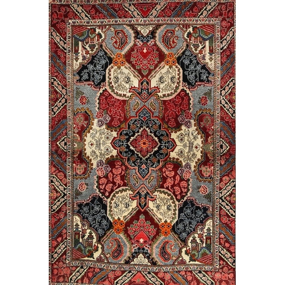 Ahgly Company Indoor Rectangle Traditional Saffron Red Persian Area Rugs, 5' x 8'