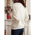 thumbnail image 4 of Long Sleeve Sweater for Women Lace V Neck Casual Cute Tops Loose Fit Fall Winter Basic Clothing White S, 4 of 8