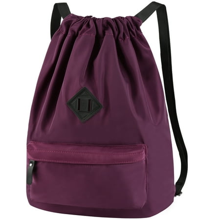 Waterproof Drawstring Sport Bag School Backpack Lightweight Sackpack Backpack for Men and Women, Purple