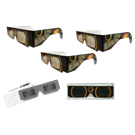 Solar Eclipse Glasses - 3 Pairs Sleeved - SOLAR FIRE - ISO Certified, CE Approved- - Solar Shades