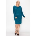 thumbnail image 2 of Draped Neck Long Sleeve Dress - Heather Blue, 3XL, 2 of 6