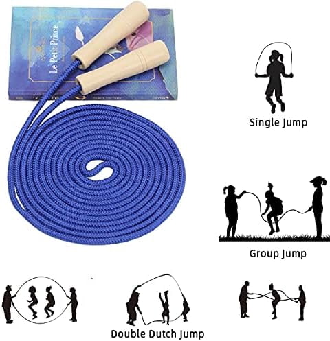 16 FT Long Jump Rope for Kids, Adjustable Double Dutch Skipping Rope with Wooden Handle, Multiplayer Team Jumping Rope for Outdoor Fun, School Sport, Party Game, Birthday Gift