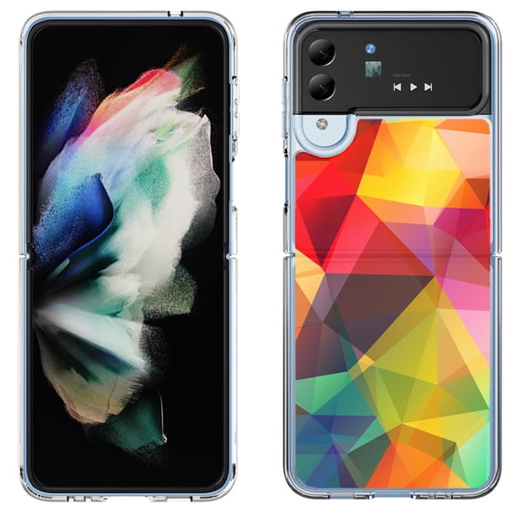 Shockproof Bumper Phone Case for Samsung Galaxy Z Flip 4 5G, by OneToughShield ® - Polygon