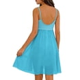 thumbnail image 6 of ITSAME Girls Casual Dress, Sleeveless Spaghetti Strap Mesh Ruffle Summer Fashion A-Line Slip Dress Sky Blue 11-12T, 6 of 7