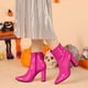 thumbnail image 2 of Botines De Punta Estrecha Con Cremallera Y Tacón Grueso Para Mujer Rosa rosa 7, 2 of 7